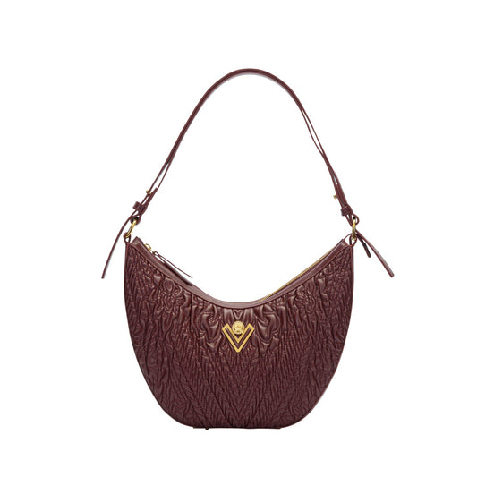 Orlandi Valentino Women's Wine Quilted Crescent Hand Bag