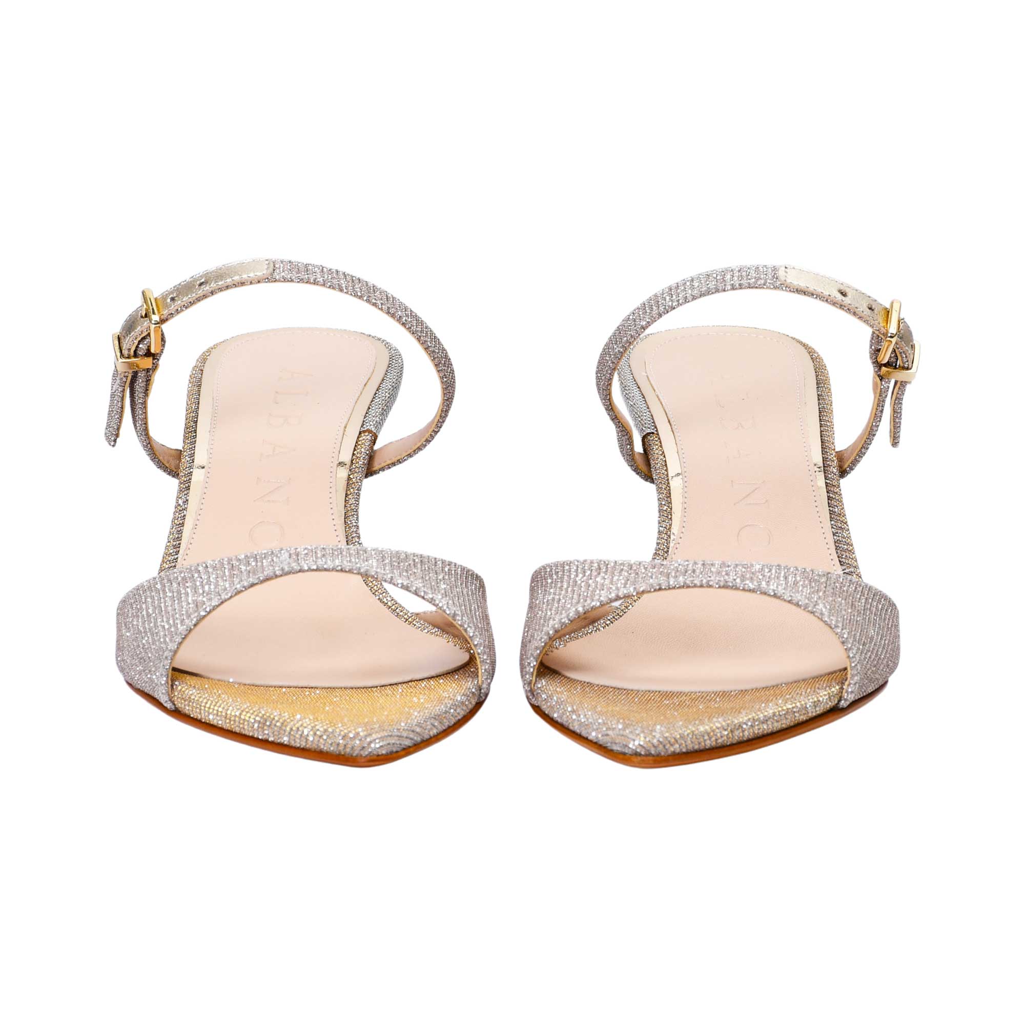 Albano Women's Silver Glitter Mule Sandals Albano Women's Silver Glitter Mule Sandals