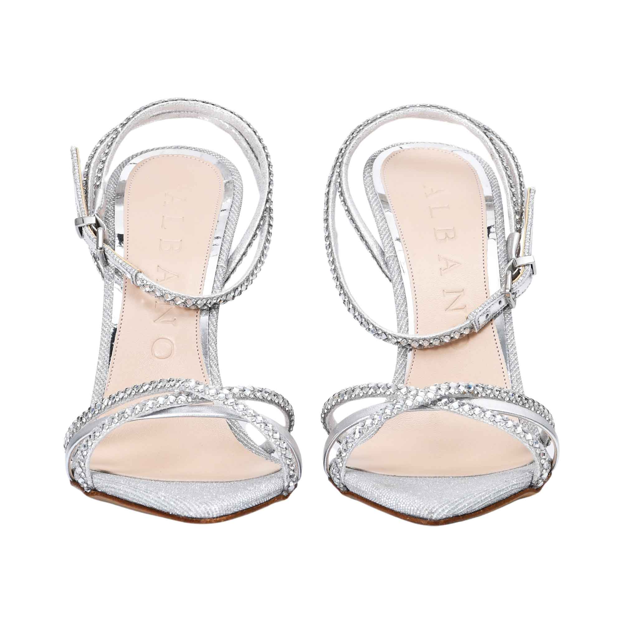 Albano Women's Patent Leather Crystal-Toe Heeled Sandal Albano Women's Patent Leather Crystal-Toe Heeled Sandal