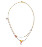 Les Nereides Two-Tone Chain, Magnolia Flower And Butterfly Necklace Les Nereides Two-Tone Chain, Magnolia Flower And Butterfly Necklace