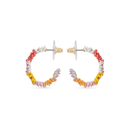Les Nereides Daisy And Zinnia Crown Hoop Earrings
