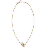 Les Nereides Fine Necklace With White And Green Daisy, Mother Of Pearl Bead And Carabiner Les Nereides Fine Necklace With White And Green Daisy, Mother Of Pearl Bead And Carabiner