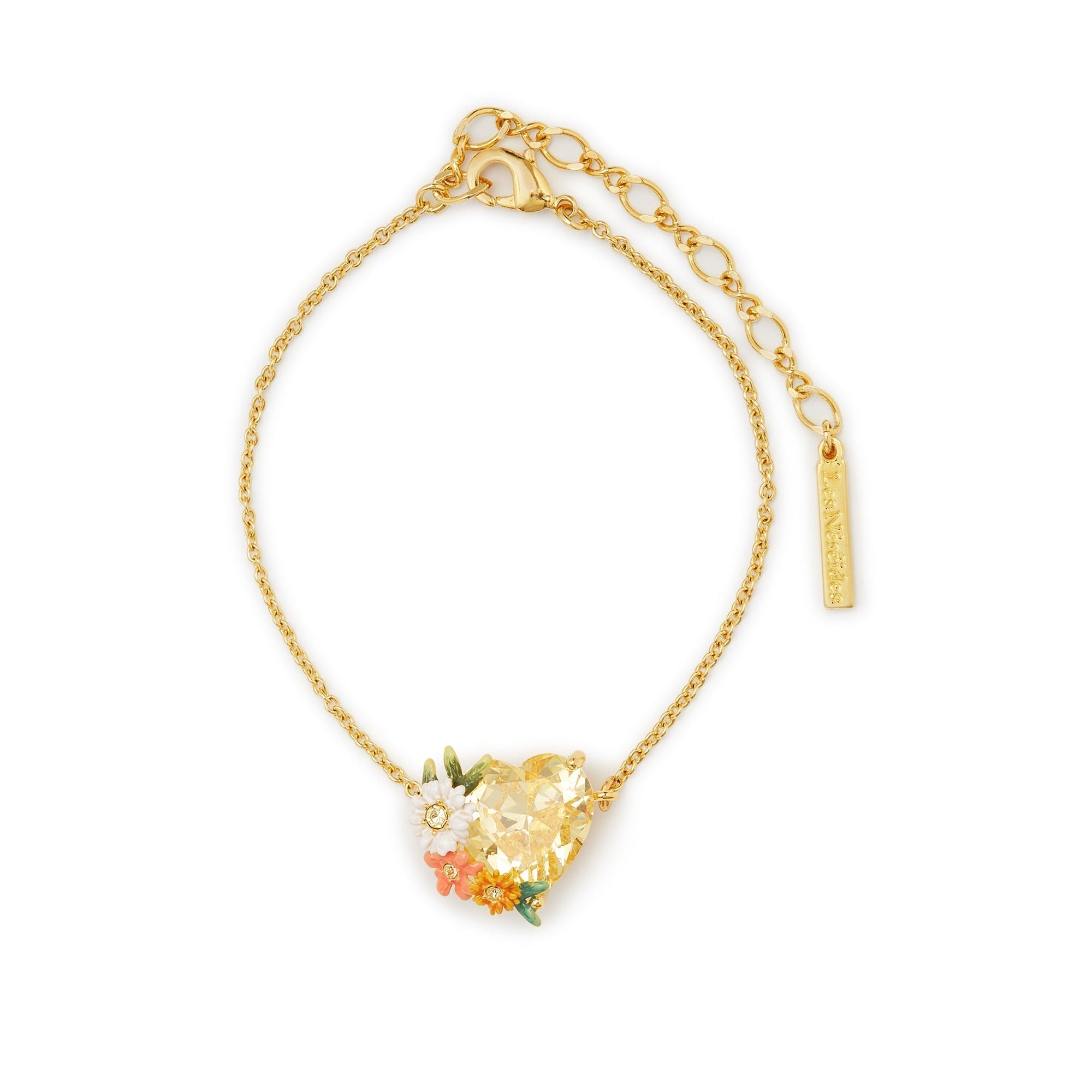 Les Nereides Fine Yellow Heart Bracelet With Zinnias And Daisies Les Nereides Fine Yellow Heart Bracelet With Zinnias And Daisies