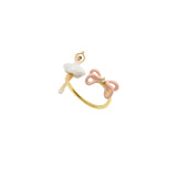 Les Nereides Mini Ballerina And Pink Bow Adjustable Ring Les Nereides Mini Ballerina And Pink Bow Adjustable Ring