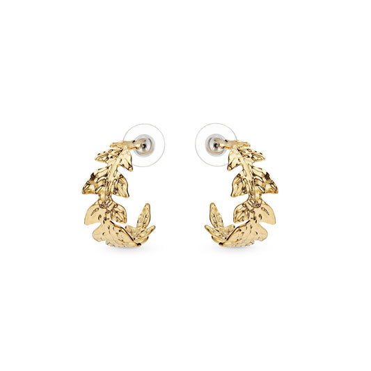 Les Nereides Golden Leaf Crown Hoop Earrings