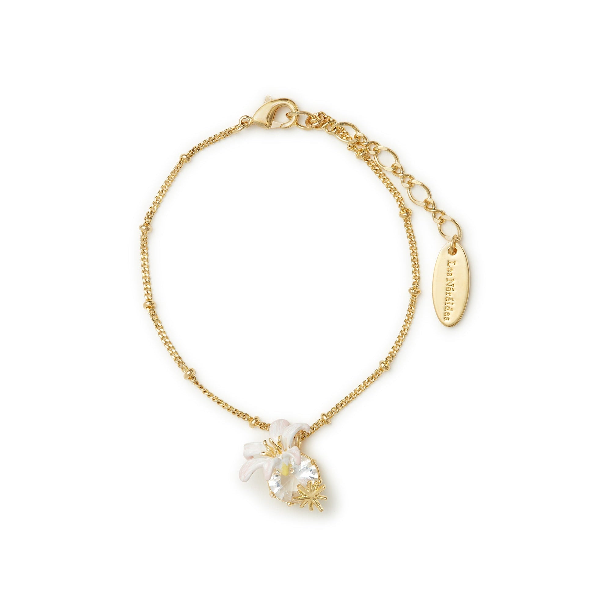 Les Nereides Lily Flower And Faceted Stone Bracelet Les Nereides Lily Flower And Faceted Stone Bracelet