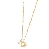 Les Nereides Lily Flower And Faceted Stone Pendant Necklace Les Nereides Lily Flower And Faceted Stone Pendant Necklace