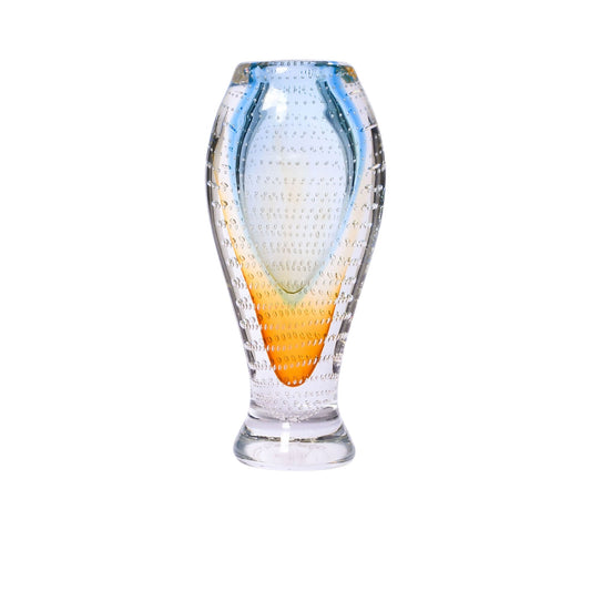 Casa Blu Sea Blue With Amber Small Ball Crystal Vase