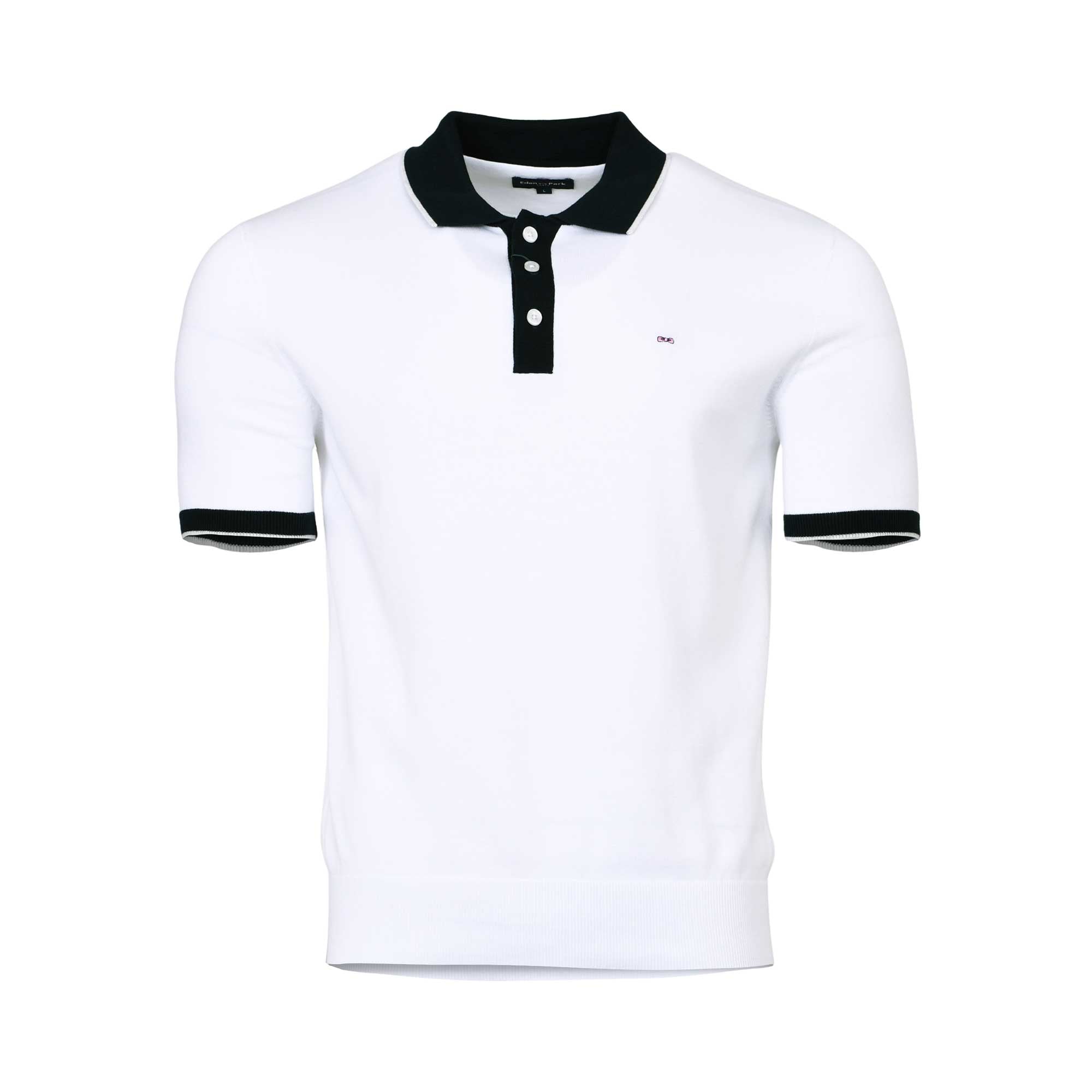 Eden Park Men's White Polo Shirt with Black Collar & Trim Eden Park Men's White Polo Shirt with Black Collar & Trim