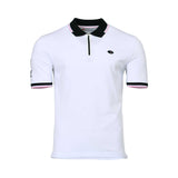 Eden Park Men's White Zip Polo Shirt with Black & Pink Trim Eden Park Men's White Zip Polo Shirt with Black & Pink Trim