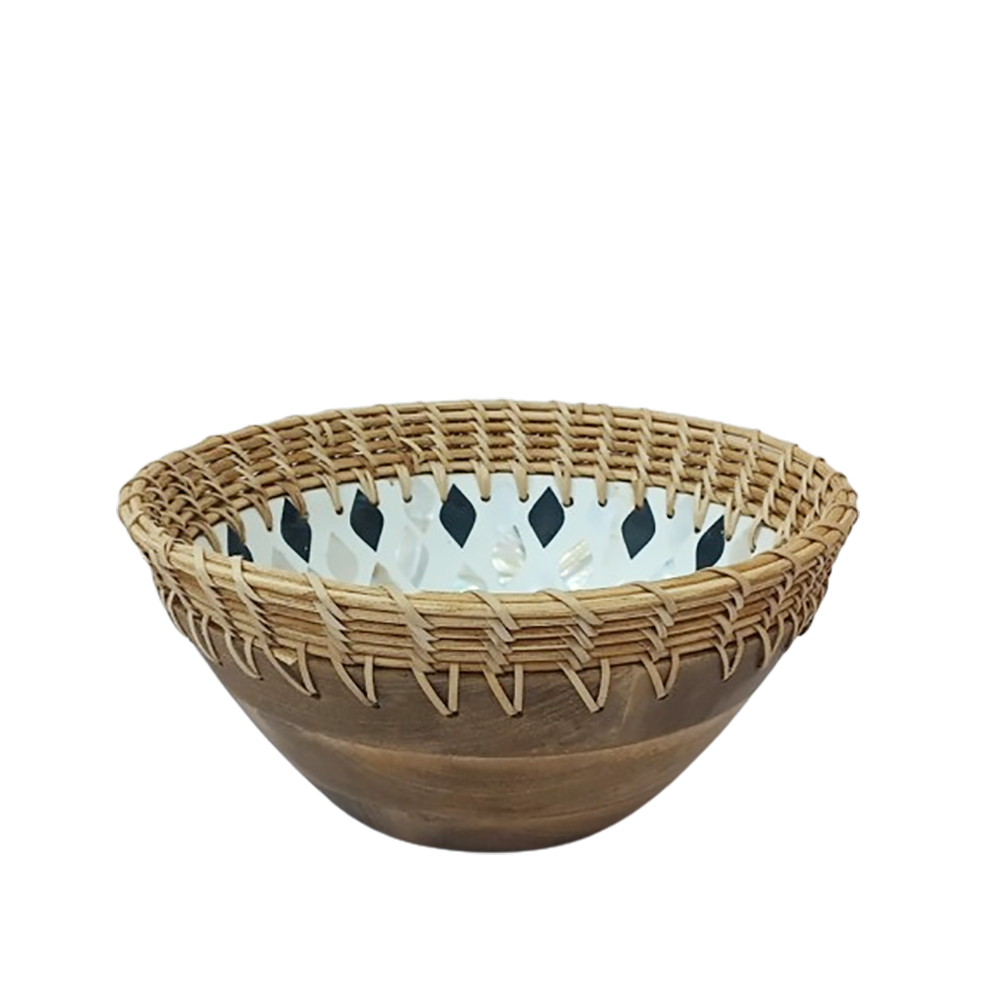 Van Deurs Danmark Bowl With Enamel & Cane 24x12 Cm Van Deurs Danmark Bowl With Enamel & Cane 24x12 Cm