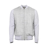Gran Sasso Men's Grey Mixed-Material Zip-Up Bomber Jacket Gran Sasso Men's Grey Mixed-Material Zip-Up Bomber Jacket