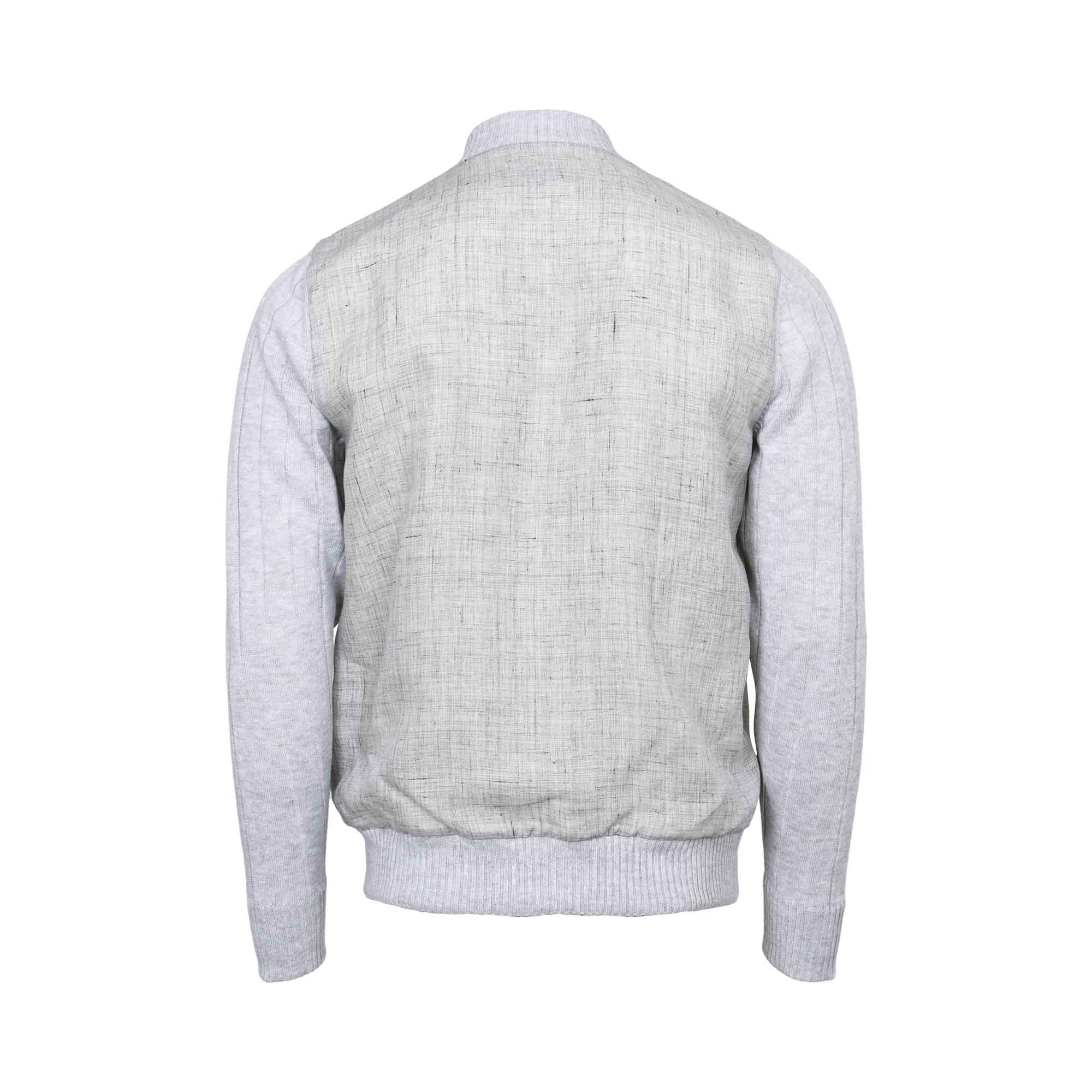 Gran Sasso Men's Grey Mixed-Material Zip-Up Bomber Jacket Gran Sasso Men's Grey Mixed-Material Zip-Up Bomber Jacket