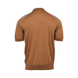 Gran Sasso Men's Patterned Knit Zip Polo Shirt - SS25 (Brown & Navy Blue) Gran Sasso Men's Patterned Knit Zip Polo Shirt - SS25 (Brown & Navy Blue)