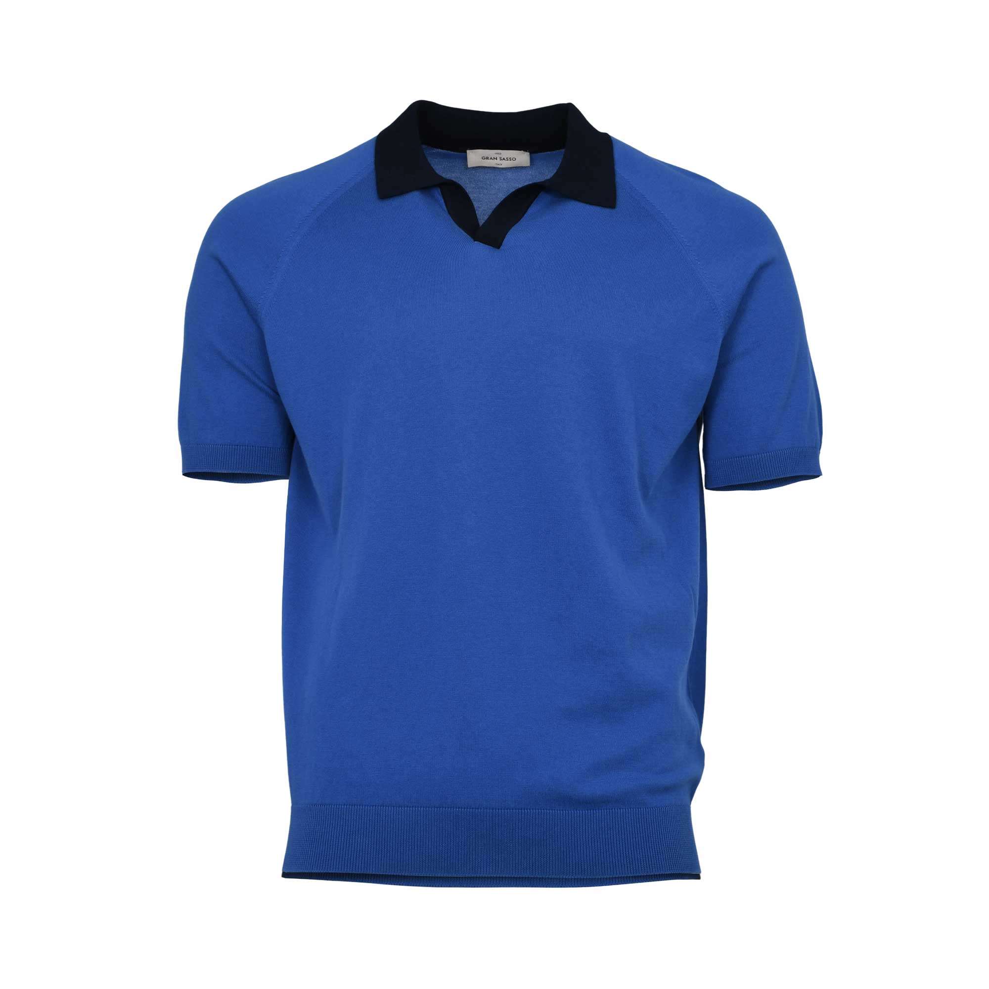 Gran Sasso Men's Knitted Tennis Polo Shirt with Contrast Collar Gran Sasso Men's Knitted Tennis Polo Shirt with Contrast Collar