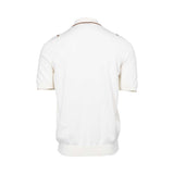 Gran Sasso Men's White Knitted Short-Sleeve Shirt with Brown Stripes Gran Sasso Men's White Knitted Short-Sleeve Shirt with Brown Stripes