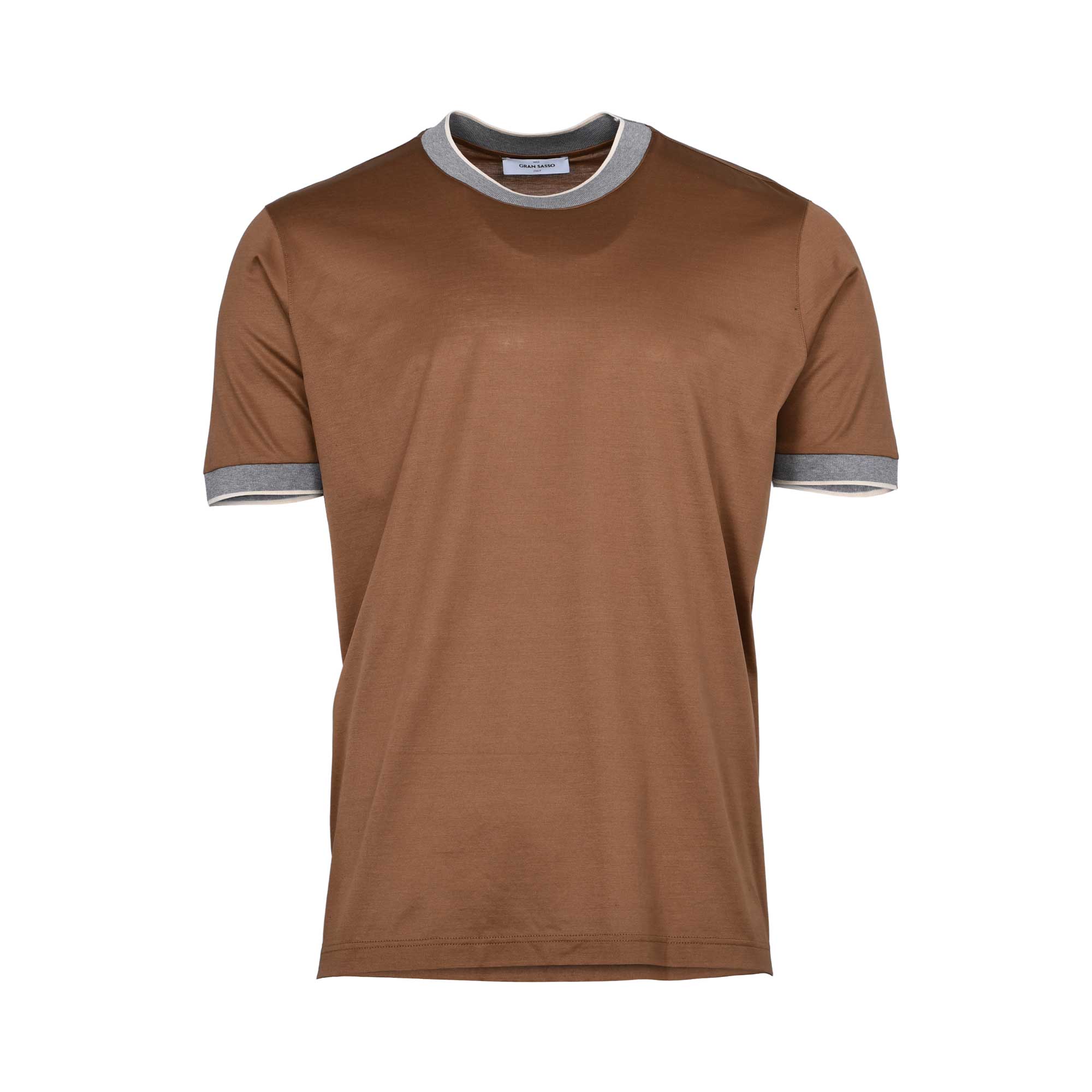 Gran Sasso Men's Knitted T-Shirt with Contrast Trim Gran Sasso Men's Knitted T-Shirt with Contrast Trim