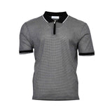 Gran Sasso Men's Patterned Knit Zip Polo Shirt - (Available in Black & Brown) Gran Sasso Men's Patterned Knit Zip Polo Shirt - (Available in Black & Brown)