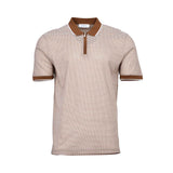 Gran Sasso Men's Patterned Knit Zip Polo Shirt - (Available in Black & Brown) Gran Sasso Men's Patterned Knit Zip Polo Shirt - (Available in Black & Brown)