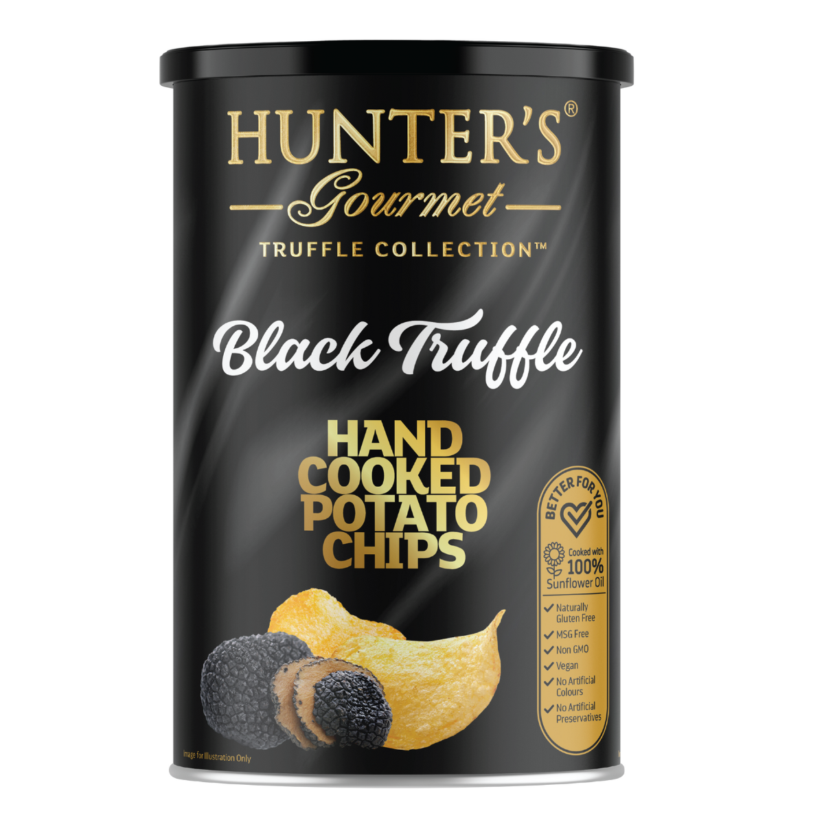 Hunter's Chips Black Truffle 150g in Can Hunter's Chips Black Truffle 150g in Can