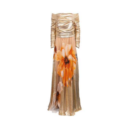 Julytwo Women's Beige & Orange Long Dress