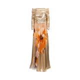 Julytwo Women's Beige & Orange Long Dress Julytwo Women's Beige & Orange Long Dress