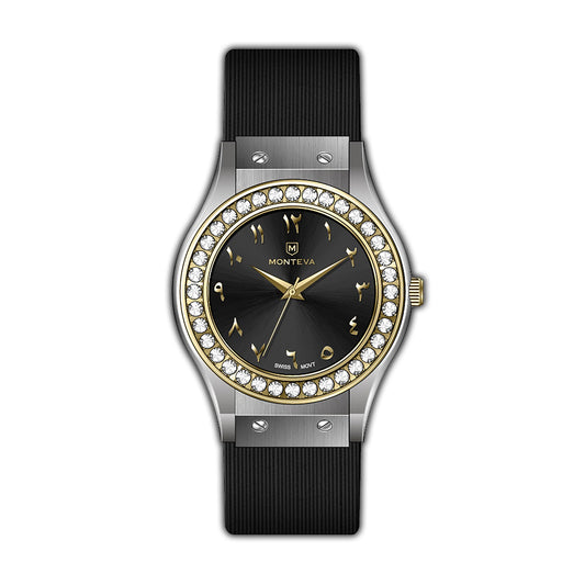 Monteva Harmony Hub Ladies Two-Tone Black Arabic Dial Watch