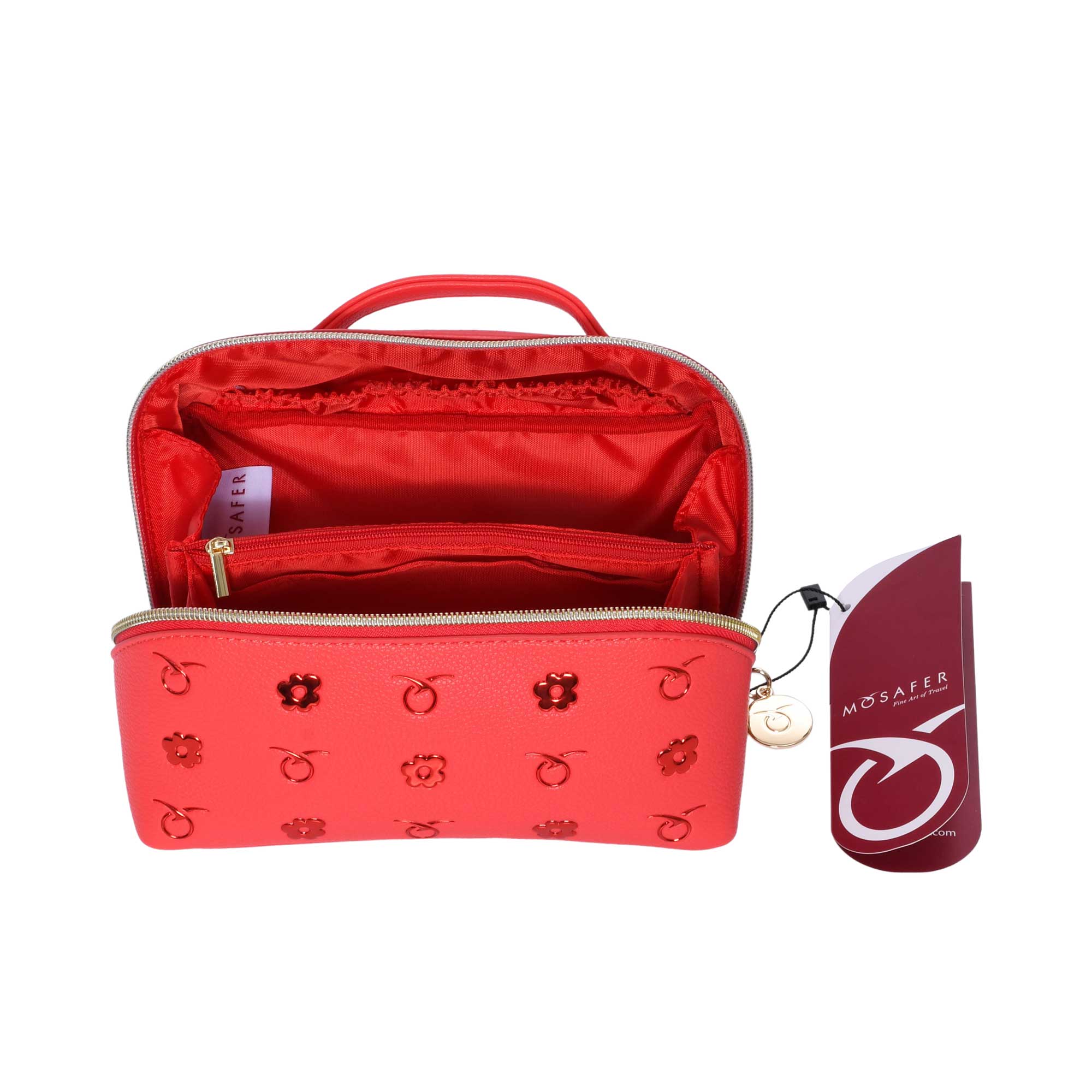 Mosafer Women's Dahlia Coral Pink Cosmetic Bag Mosafer Women's Dahlia Coral Pink Cosmetic Bag