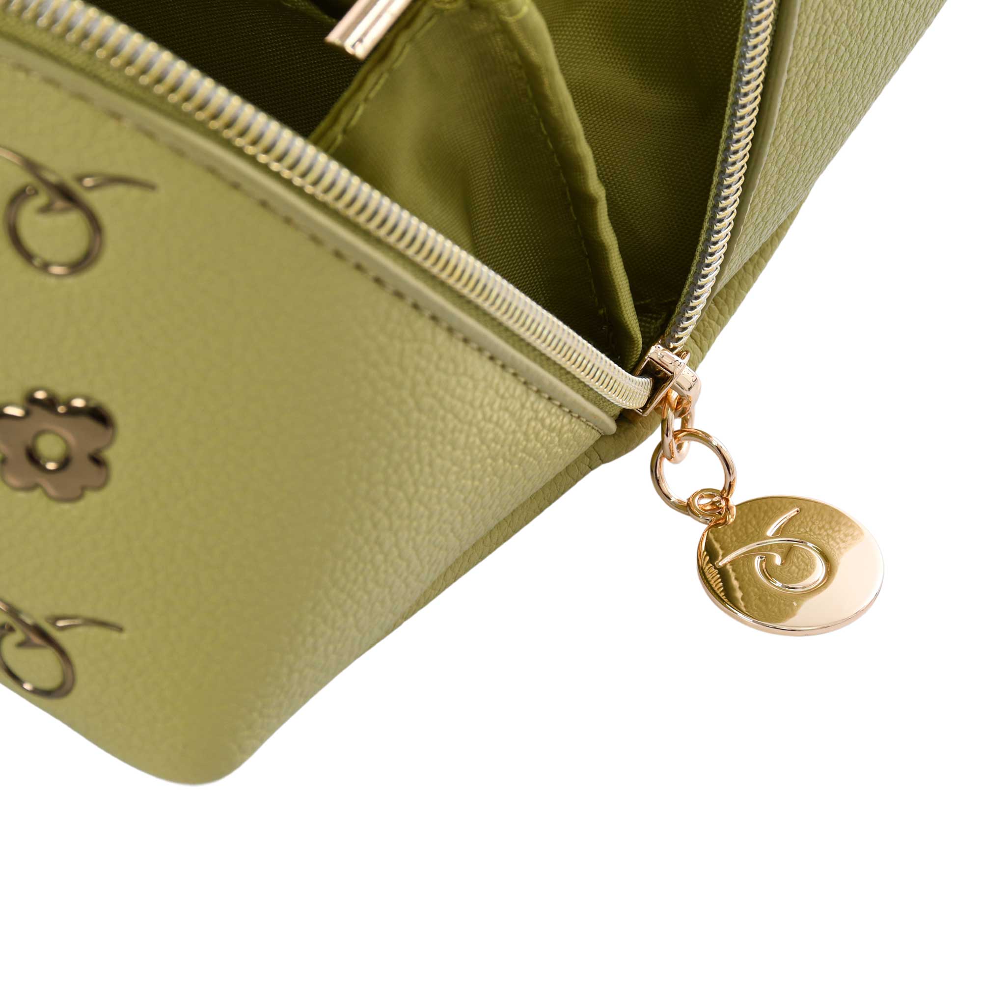 Mosafer Women's Dahlia Light Green Cosmetic Bag Mosafer Women's Dahlia Light Green Cosmetic Bag