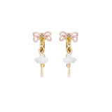 Les Nereides White Tutu And Pink Bow Mini Ballerina Earrings Les Nereides White Tutu And Pink Bow Mini Ballerina Earrings
