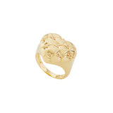 Les Nereides Quilted Gold Heart And Crystal Heart Ring Les Nereides Quilted Gold Heart And Crystal Heart Ring