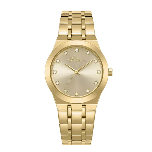 Police Allure Ladies Round Gold Dial with Crystal Accents Gold Analog Watch