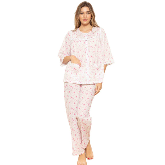 Cottonreal Women's KIM Super Voile Mini Rose Pink Pyjama Set