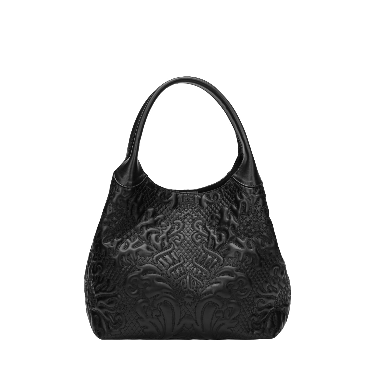 Orlandi Valentino Women's Soraya Black Embossed Leather Hand Bag