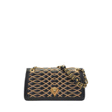 Orlandi Valentino Women's Quilted Leather Shoulder Bag with Chain Strap