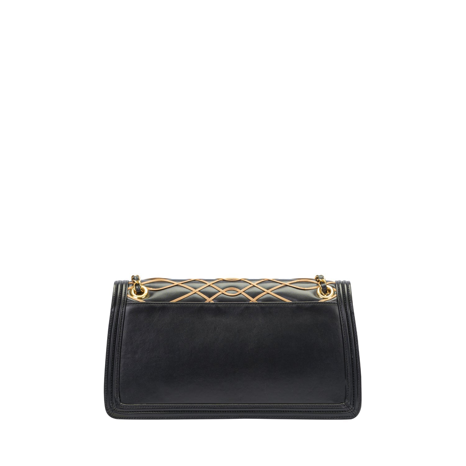 Orlandi Valentino Women's Quilted Leather Shoulder Bag with Chain Strap