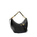 Orlandi Valentino Women's Black Quilted Crescent Hand Bag