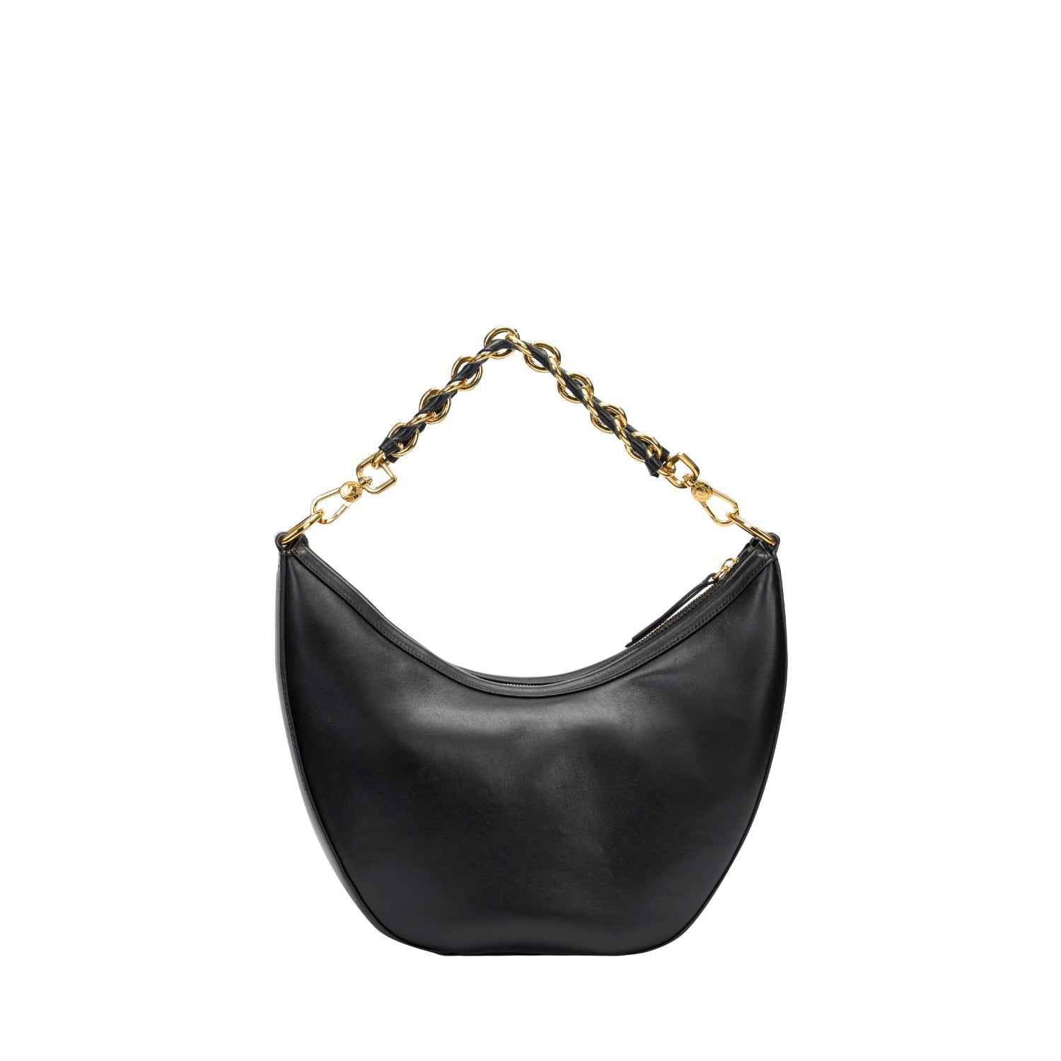 Orlandi Valentino Women's Black Quilted Crescent Hand Bag