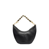 Orlandi Valentino Women's Black Quilted Crescent Hand Bag