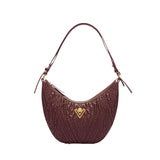 Orlandi Valentino Women's Wine Quilted Crescent Hand Bag