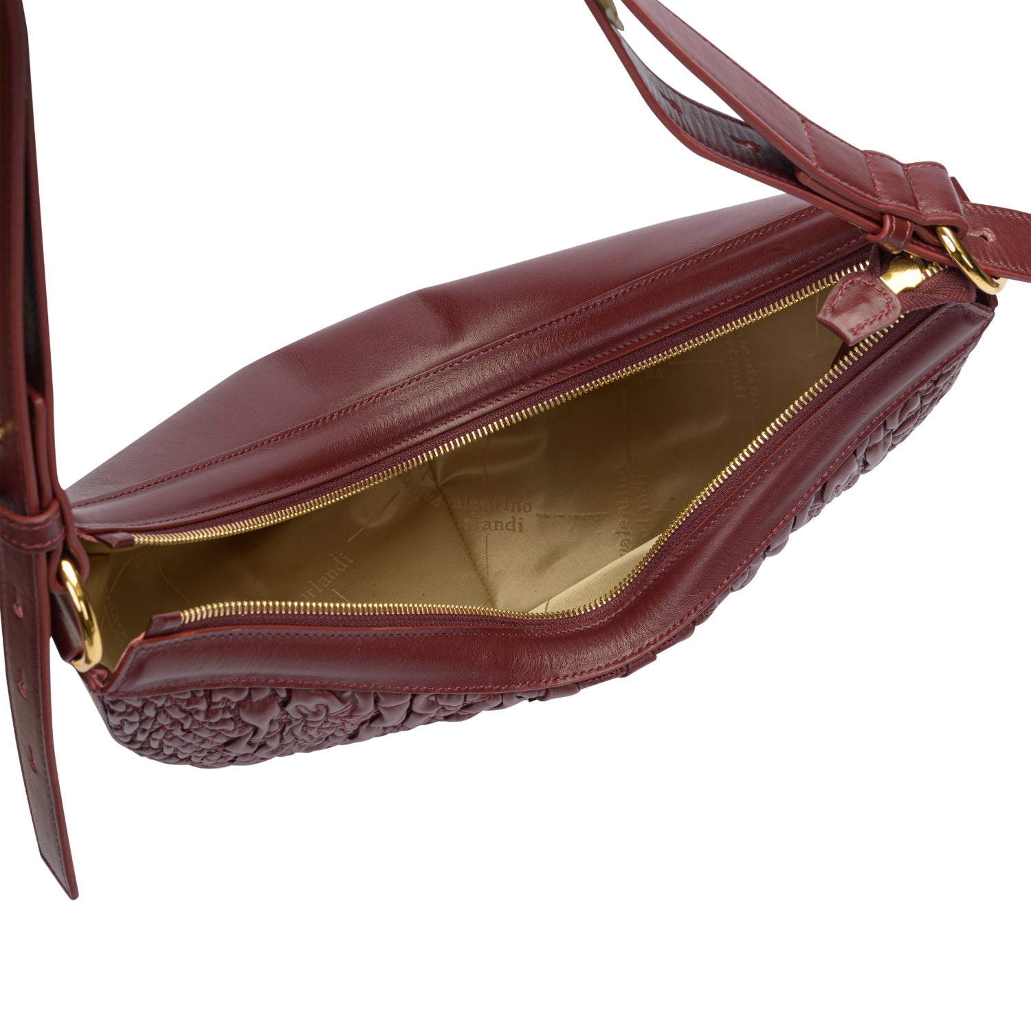 Orlandi Valentino Women's Wine Quilted Crescent Hand Bag