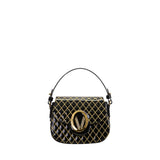 Orlandi Valentino Women's Jewel Black Quilted Patent Leather Hand Bag