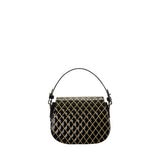 Orlandi Valentino Women's Jewel Black Quilted Patent Leather Hand Bag