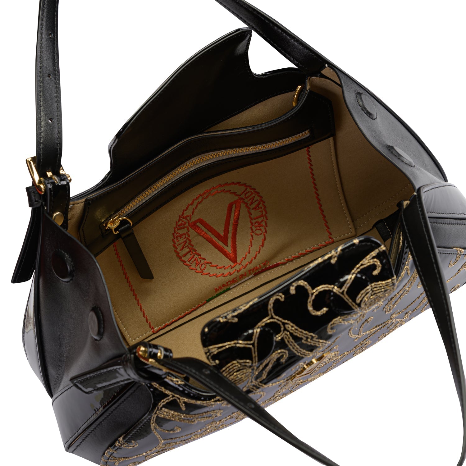 Orlandi Valentino Women's Embellished Patent Leather Hand Bag