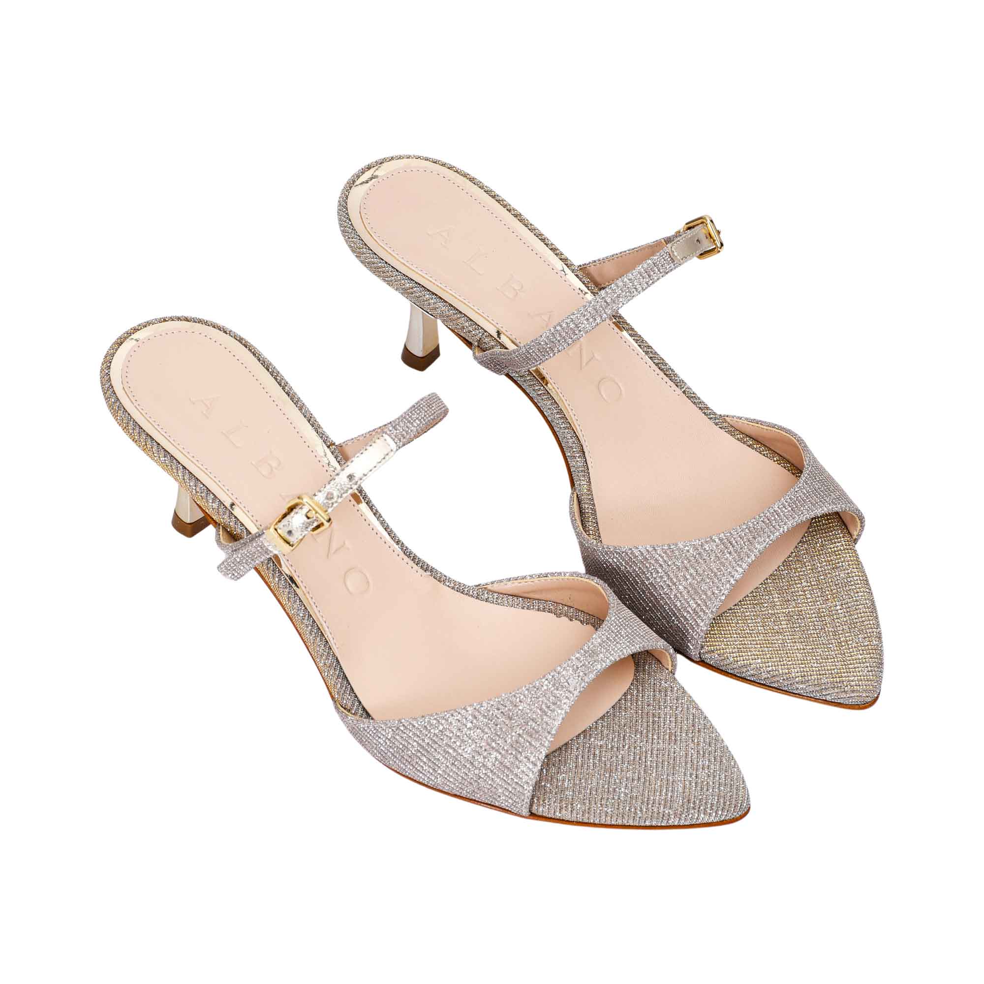 Albano Women's Silver Glitter Mule Sandals