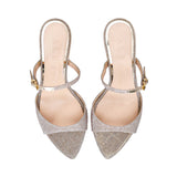 Albano Women's Silver Glitter Mule Sandals