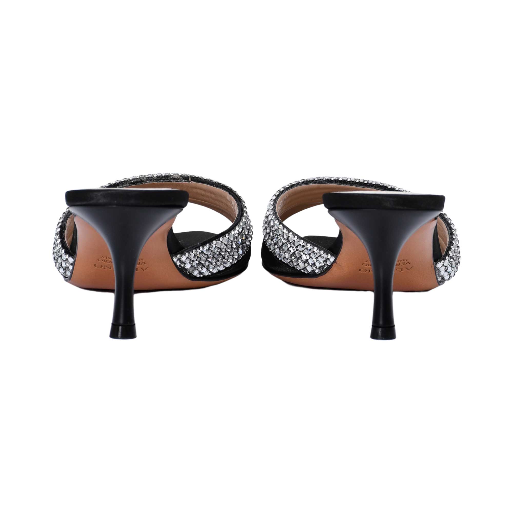 Albano Women's Crystal Embellished Mule Black Sandal