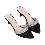 Albano Women's Crystal Embellished Mule Black Sandal