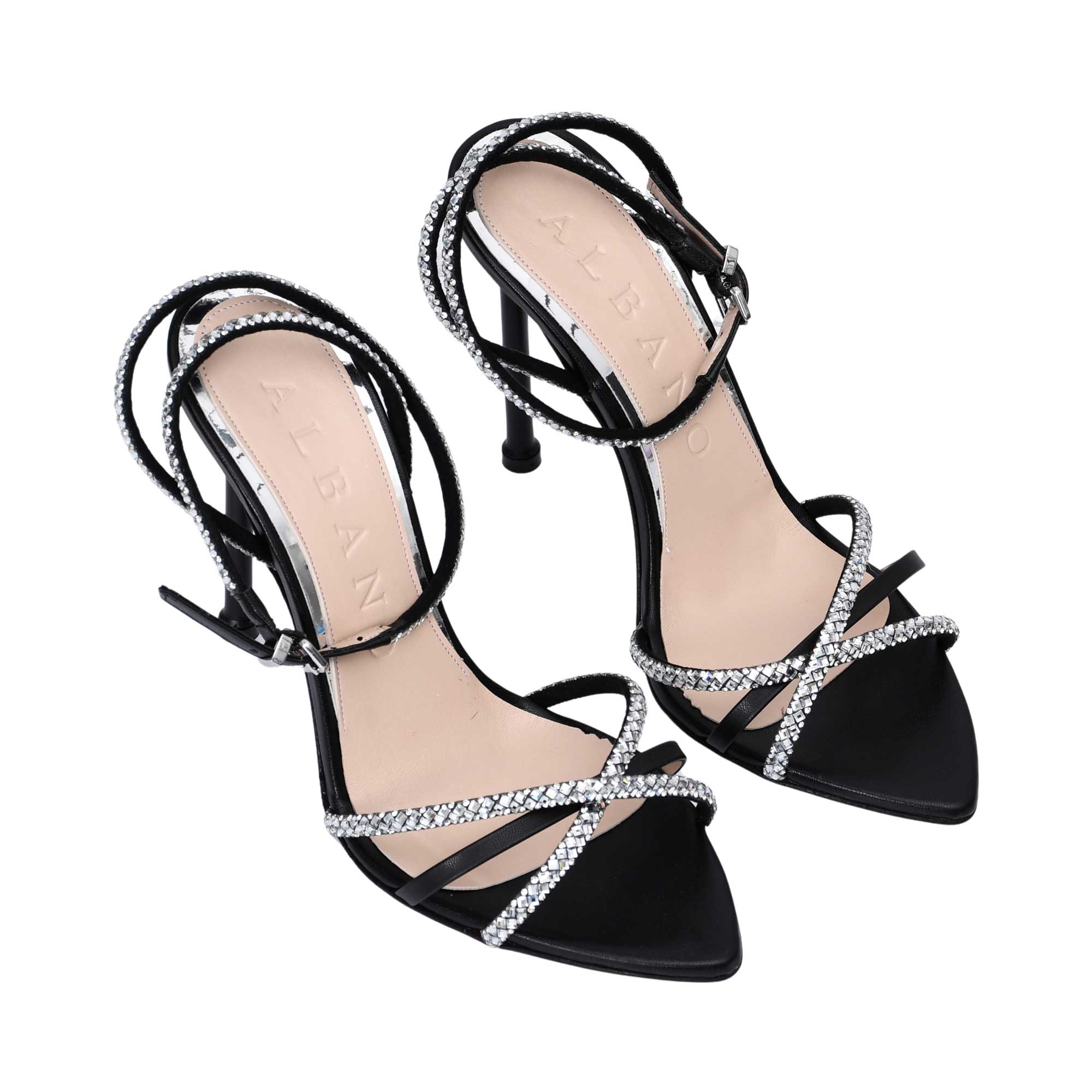 Albano Women's Patent Leather Crystal-Toe Heeled Sandal