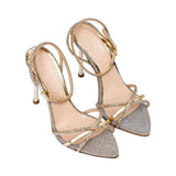 Albano Women's Patent Leather Crystal-Toe Heeled Sandal